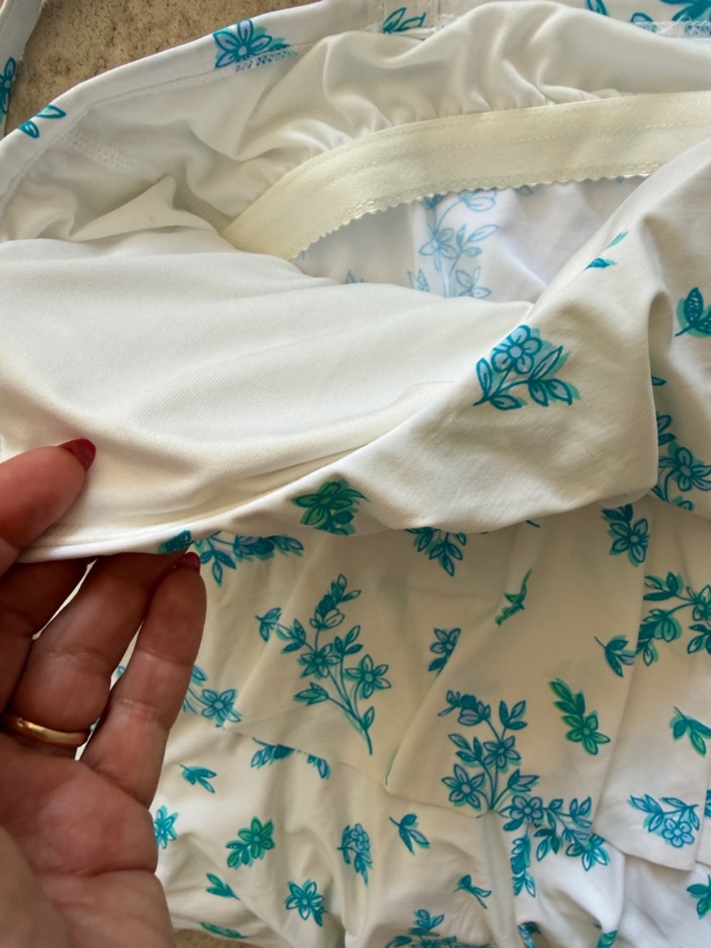 Beach House White Tankini with Teal and Blue Floral Print - Picture 3 of 5